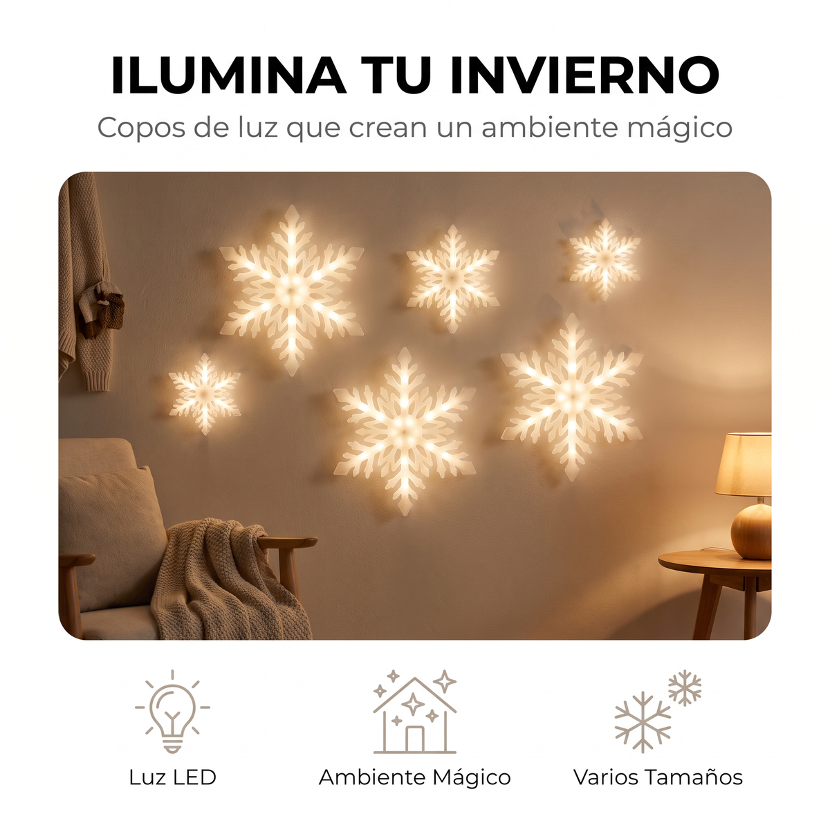 SET de Copos de Nieve LED para Pared